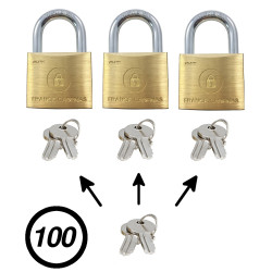 Lot de 100 cadenas vestiaires avec clé passe partout