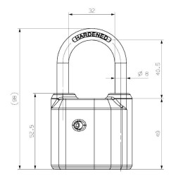 Schéma du cadenas de sécurité avec un demi cylindre européen TOKOZ OMEGA