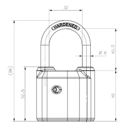 Schéma du cadenas de sécurité avec un demi cylindre européen TOKOZ OMEGA