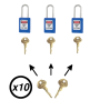 Lot de cadenas de consignation électrique bleu Master Lock S31 avec clé passe - Image 4