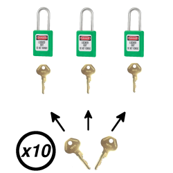 Lot de cadenas de consignation électrique Master Lock S31 vert avec clé passe