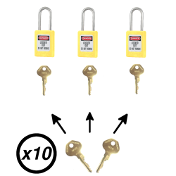 Lot de cadenas de consignation électrique Master Lock S31 jaune avec clé passe