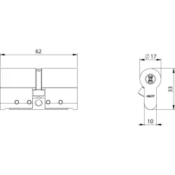 Demi cylindre européen haute sécurité ABLOY, demi cylindre mécanique serrure Protec2, schéma technique