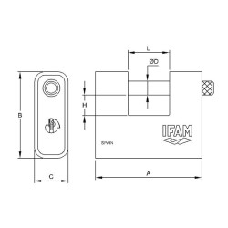 Schéma cadenas monobloc IFAM Armed U 60 haute sécurité