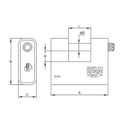 Schéma cadenas monobloc IFAM Armed U 60 haute sécurité