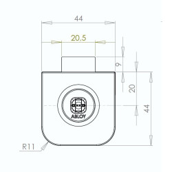 Dimensions serrure de vitrine VEGA ABLOY sans perçage OF232B