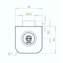 Dimensions serrure de vitrine VEGA ABLOY sans perçage OF232B