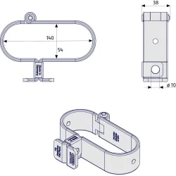 Cravate de grille ABUS Gatesec 131 140 - schéma technique