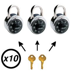 Lot de 10 cadenas Master Lock 1525 avec clé passe