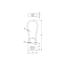 Schéma technique du cadenas ifam cable inox 50