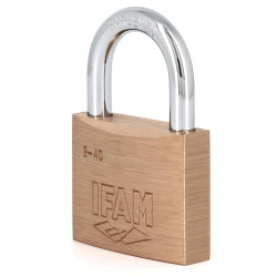 Cadenas laiton massif 40mm IFAM E40, 2 clés, cadenas pour vestiaires du personnel